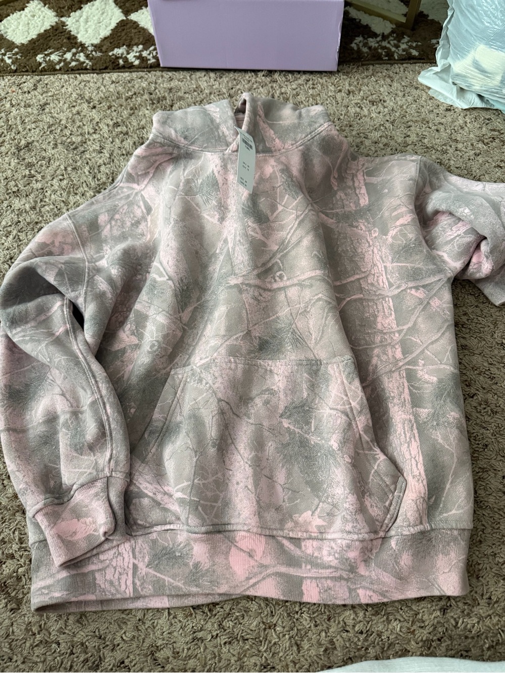 Abercrombie Unisex XS NWT Pink Camouflage Pullover Hoodie